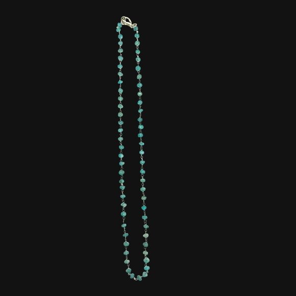 Vtg Aquamarine Gemstone Necklace Sterling Silver Chain & Lobster Clasp Boho - Picture 11 of 14